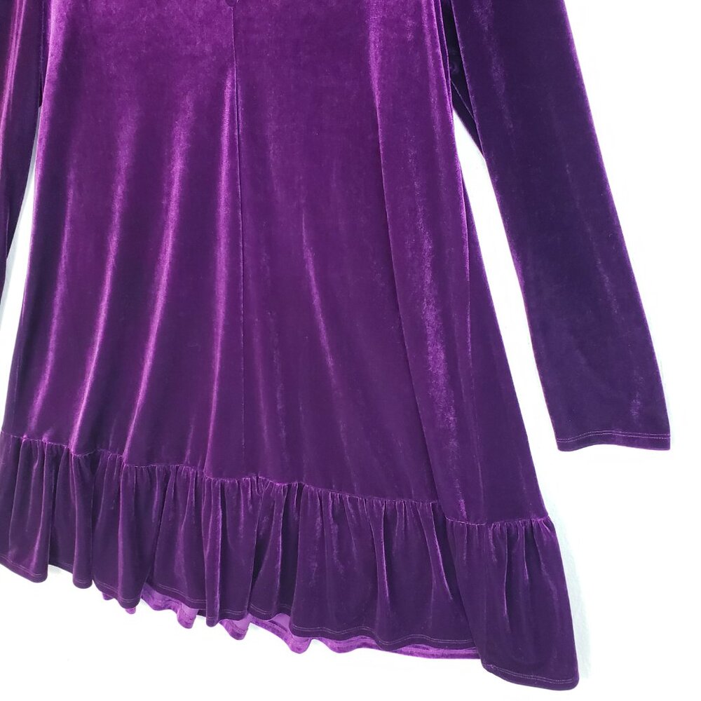 Taylor Velvet Trapeze Dress Purple Ruffled Whimsigoth Victorian Boho size 12 - Picture 6 of 14